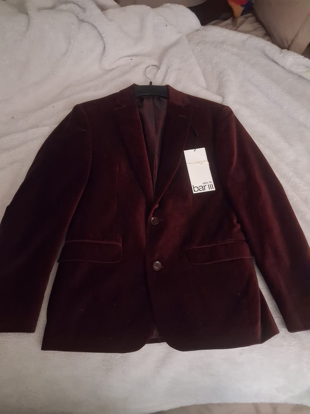 Bar III Men's Velvet Sport Coat in Deep Wine